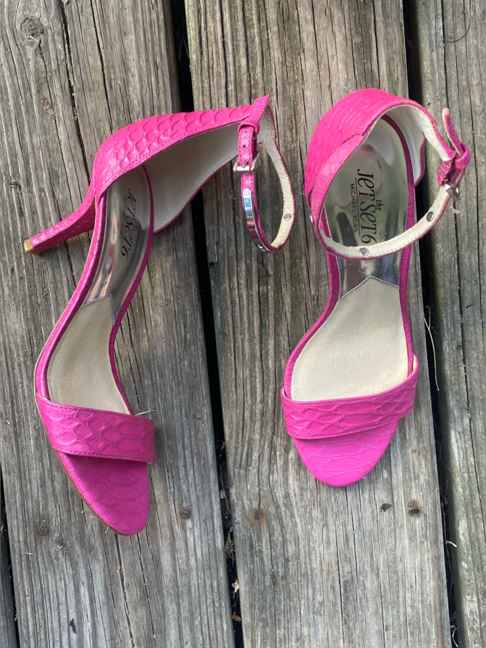 MICHAEL Michael Kors Jet Set 6- Pink Snake Embossed Heels